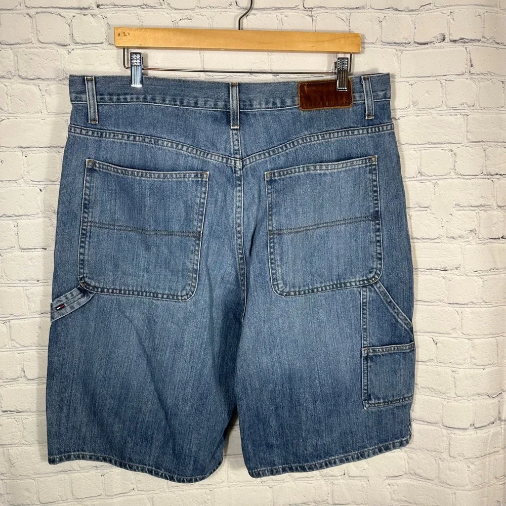 Tommy‎ Hilfiger Mens Carpenter Denim Shorts Medium Wash Blue Utility 36